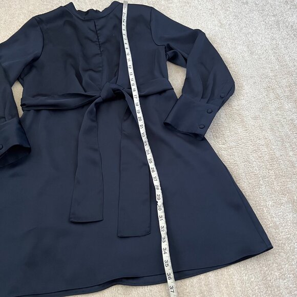 Banana Republic Factory Blue Satin Long Sleeve Dress 16 - Picture 5 of 9